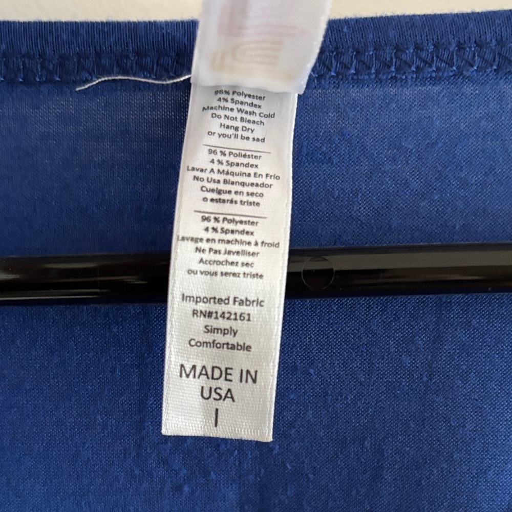 LuLaRoe Deep Blue Short Sleeve Top - Picture 3 of 5
